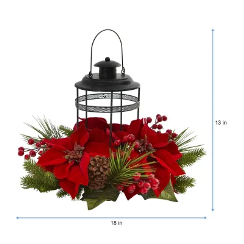 Nearly Natural Poinsettia Berry Pine Christmas Tabletop Decor