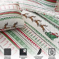 Linery Festive Christmas Reversible Quilt Set