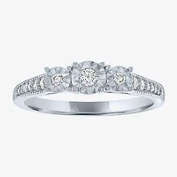 (G-H / Si2-I1) Womens 1/6 CT. T.W. Lab Grown White Diamond Sterling Silver Round 3-Stone Promise Ring