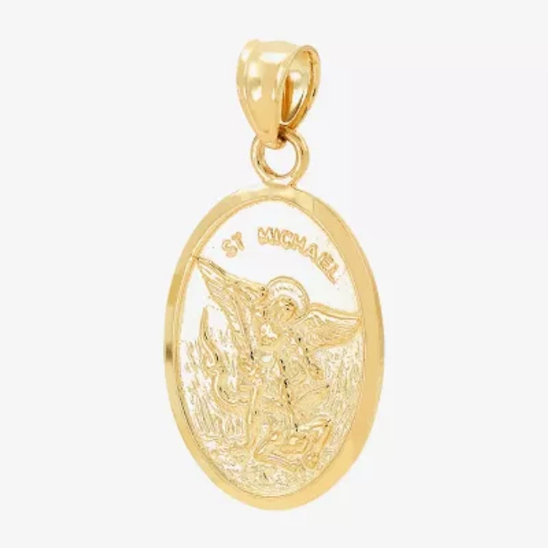St. Michael Medallian Unisex Adult 14K Gold Oval Pendant