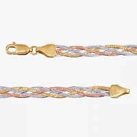 Made in Italy Womens 14K Tri-Color Gold 18 Inch Herringbone Chain Necklace