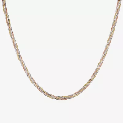 Made in Italy Womens 14K Tri-Color Gold 18 Inch Herringbone Chain Necklace
