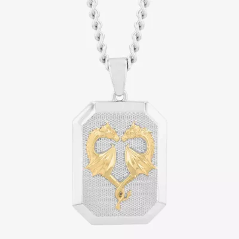 Mens Stainless Steel Dog Tag 24 Inch Pendant Necklace