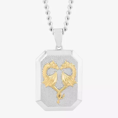 Mens Stainless Steel Dog Tag 24 Inch Pendant Necklace