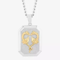 Mens Stainless Steel Dog Tag 24 Inch Pendant Necklace