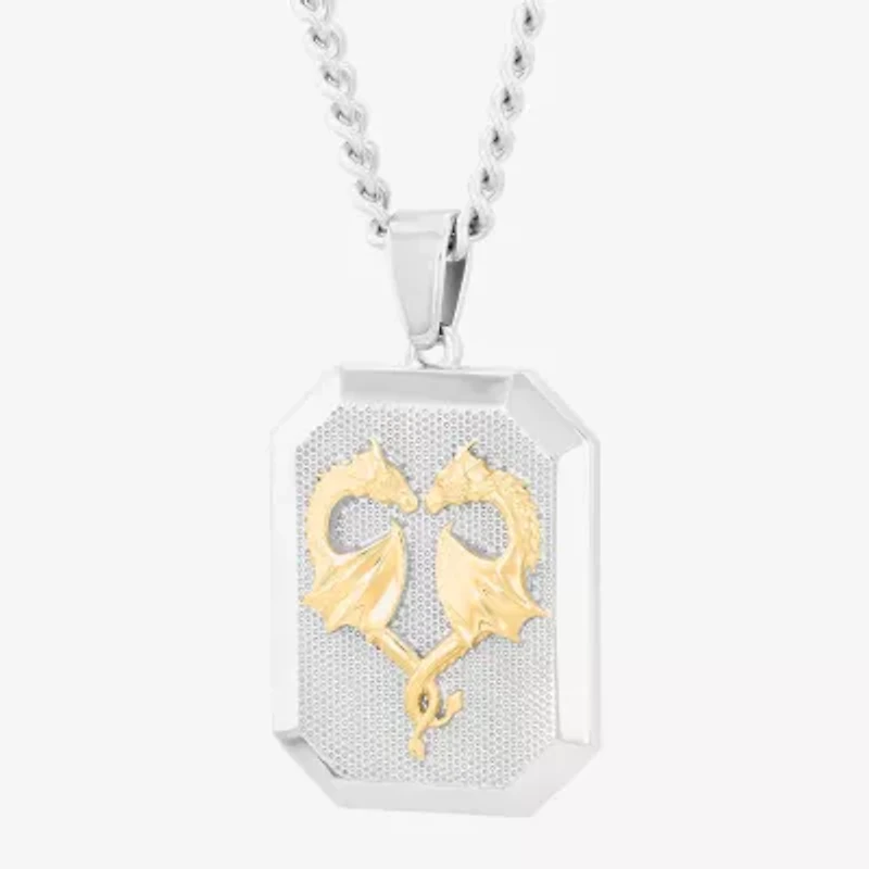 Mens Stainless Steel Dog Tag 24 Inch Pendant Necklace