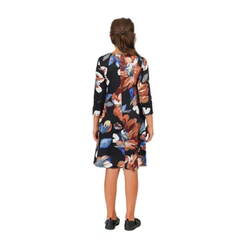 24sevenkid Big Kid Girls Elbow Sleeve Fit + Flare Dress