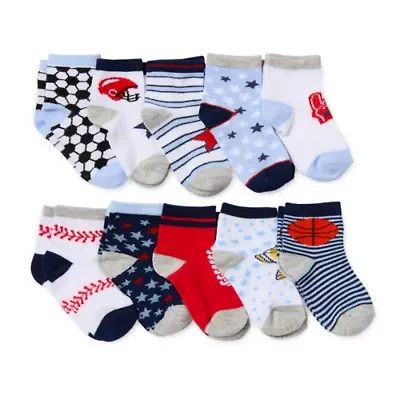 Piper & Jax Baby Boys 10 Pair Crew Socks