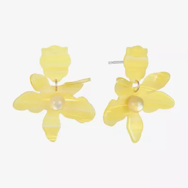 Bijoux Bar Gold Tone Womens Flower Hypoallergenic Drop Earrings