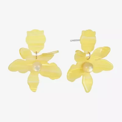 Bijoux Bar Gold Tone Womens Flower Hypoallergenic Drop Earrings