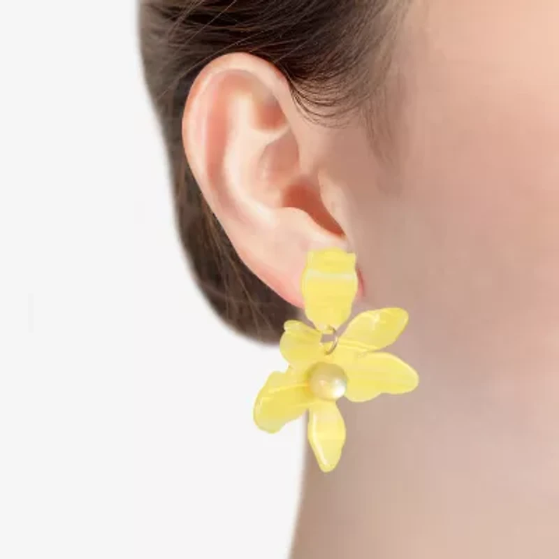 Bijoux Bar Gold Tone Womens Flower Hypoallergenic Drop Earrings