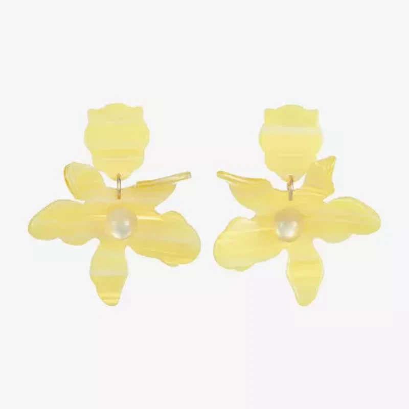 Bijoux Bar Gold Tone Womens Flower Hypoallergenic Drop Earrings