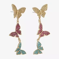 Bijoux Bar Gold Tone Womens Glass Butterfly Hypoallergenic Drop Earrings