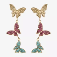 Bijoux Bar Gold Tone Womens Glass Butterfly Hypoallergenic Drop Earrings