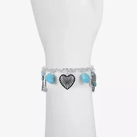 Bijoux Bar Western Womens Turquoise Heart Charm Bracelet