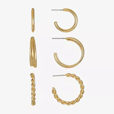 Liz Claiborne Twisted Womens Hypoallergenic 3 Pair Earring Set