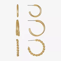 Liz Claiborne Twisted Womens Hypoallergenic 3 Pair Earring Set