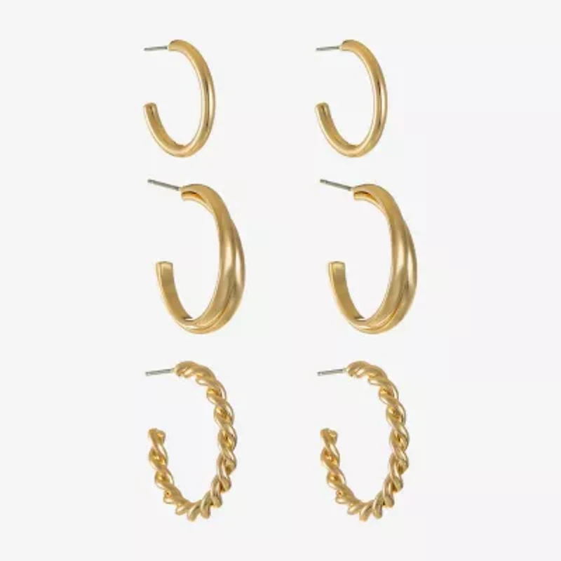 Liz Claiborne Twisted Womens Hypoallergenic 3 Pair Earring Set