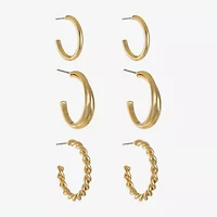 Liz Claiborne Twisted Womens Hypoallergenic 3 Pair Earring Set