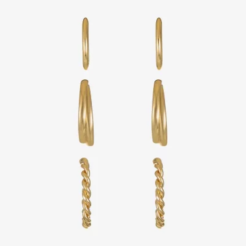 Liz Claiborne Twisted Womens Hypoallergenic 3 Pair Earring Set