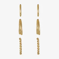 Liz Claiborne Twisted Womens Hypoallergenic 3 Pair Earring Set