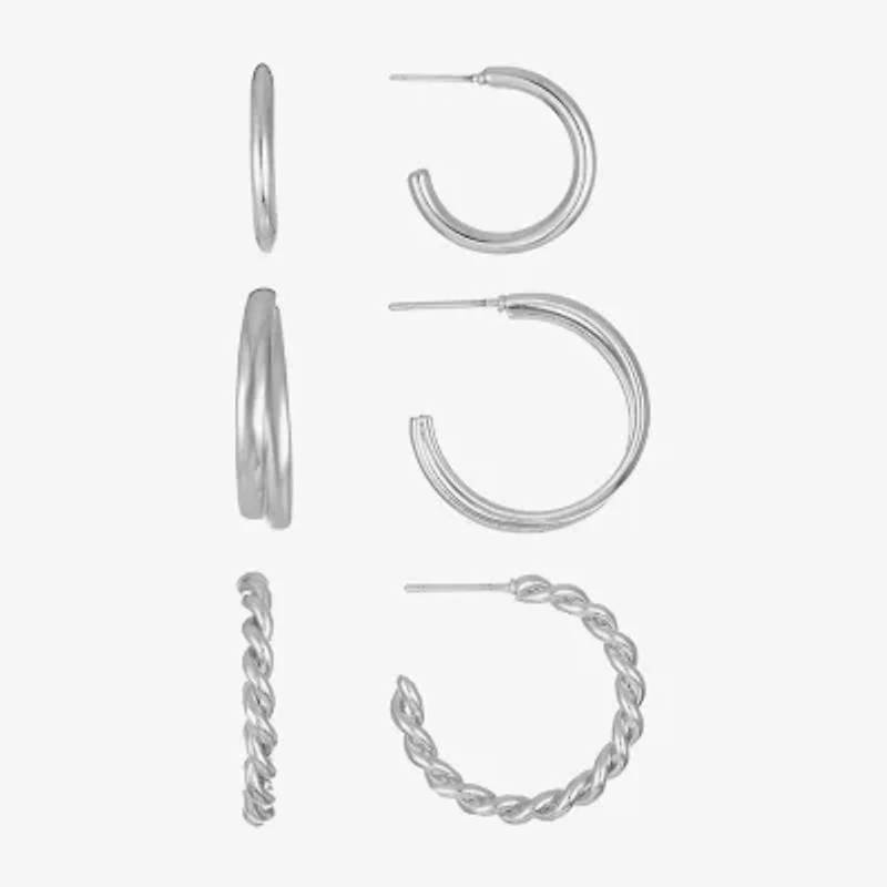 Liz Claiborne Twisted Womens Hypoallergenic 3 Pair Earring Set