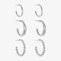 Liz Claiborne Twisted Womens Hypoallergenic 3 Pair Earring Set