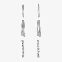 Liz Claiborne Twisted Womens Hypoallergenic 3 Pair Earring Set