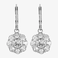 Monet Jewelry Timeless Silver Tone Womens Glass Simulated Pearl Flower Drop Earrings