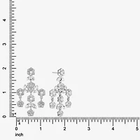 Monet Jewelry Timeless Silver Tone Womens Glass Simulated Pearl Flower Hypoallergenic Chandelier Earrings