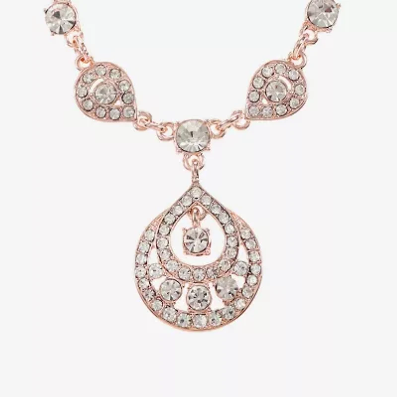 Monet Jewelry Rose Tone Womens Glass 17 Inch Pendant Necklace