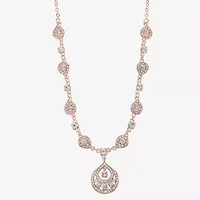 Monet Jewelry Rose Tone Womens Glass 17 Inch Pendant Necklace