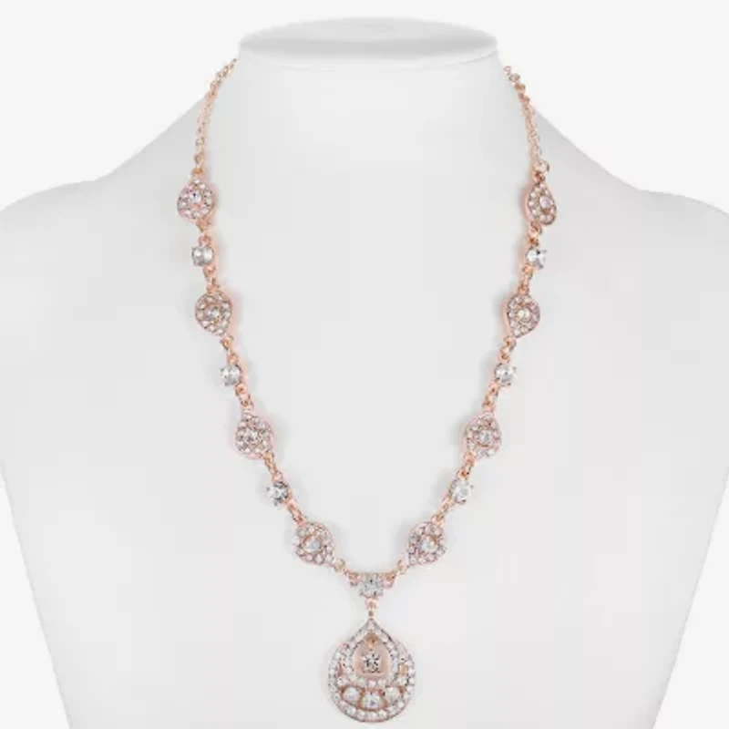 Monet Jewelry Rose Tone Womens Glass 17 Inch Pendant Necklace