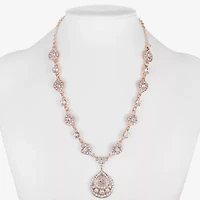 Monet Jewelry Rose Tone Womens Glass 17 Inch Pendant Necklace