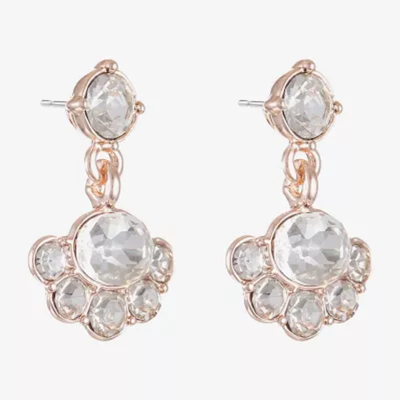 Monet Jewelry Rose Tone Womens Glass Hypoallergenic Drop Earrings