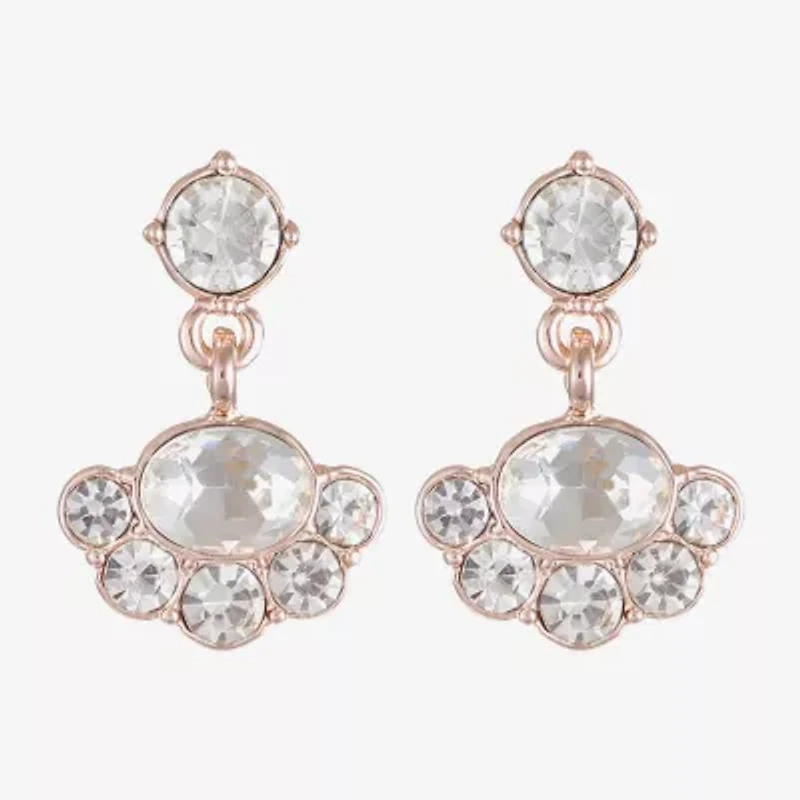 Monet Jewelry Rose Tone Womens Glass Hypoallergenic Drop Earrings