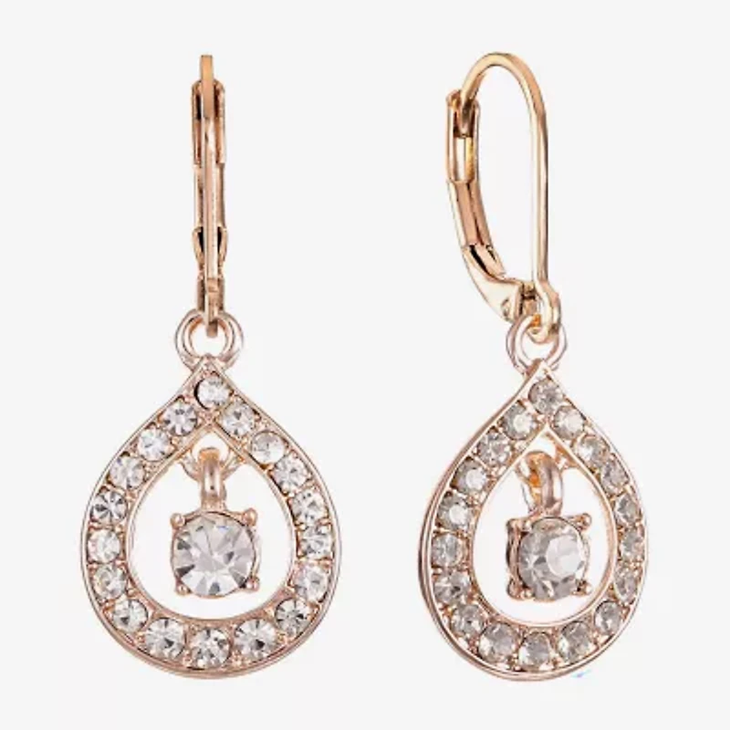 Monet Jewelry Rose Tone Womens Glass Drop Earrings