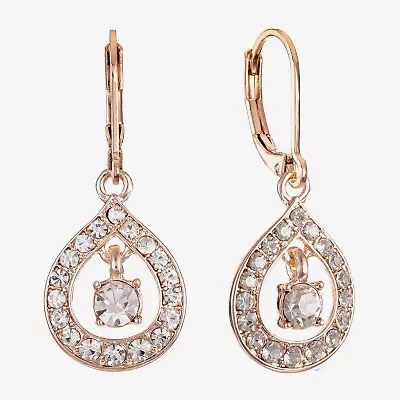 Monet Jewelry Rose Tone Womens Glass Drop Earrings