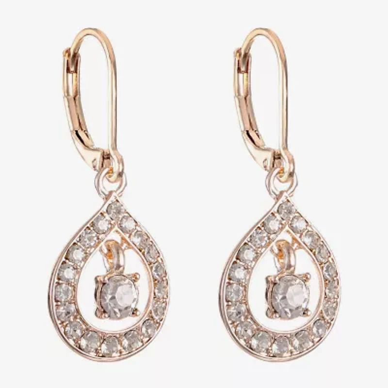 Monet Jewelry Rose Tone Womens Glass Drop Earrings