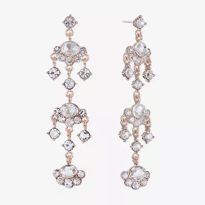 Monet Jewelry Rose Tone Womens Glass Hypoallergenic Chandelier Earrings