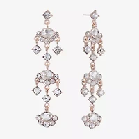 Monet Jewelry Rose Tone Womens Glass Hypoallergenic Chandelier Earrings