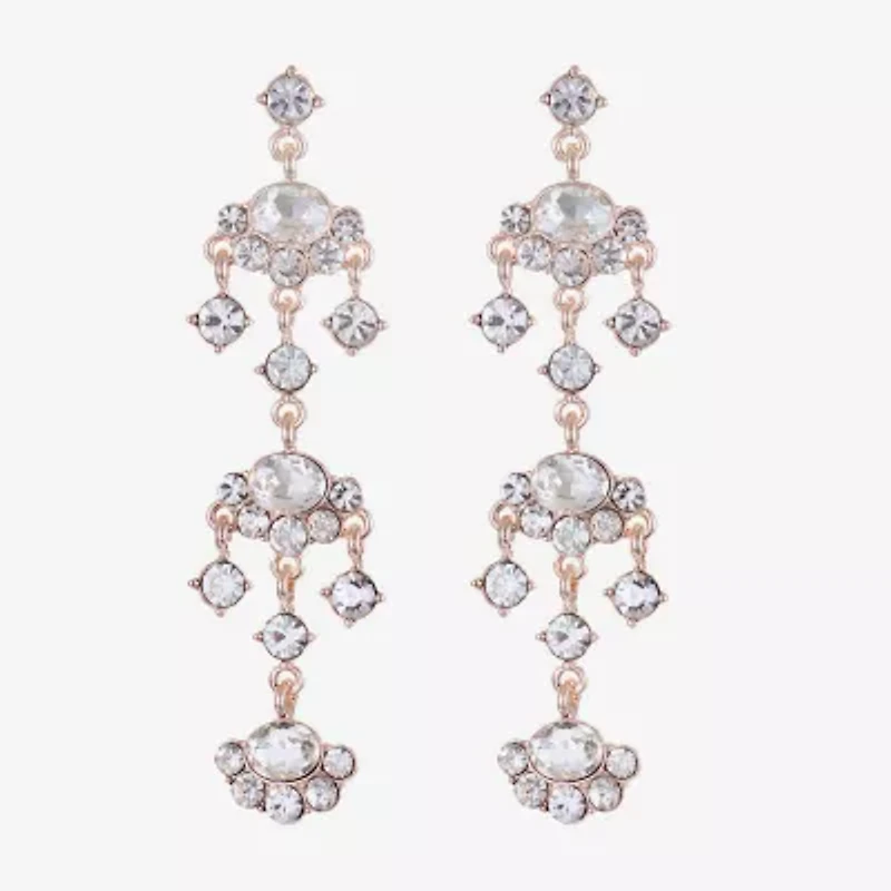 Monet Jewelry Rose Tone Womens Glass Hypoallergenic Chandelier Earrings