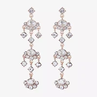Monet Jewelry Rose Tone Womens Glass Hypoallergenic Chandelier Earrings