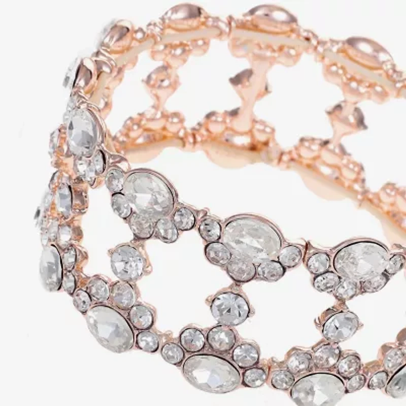 Monet Jewelry Rose Tone Womens Glass Stretch Bracelet