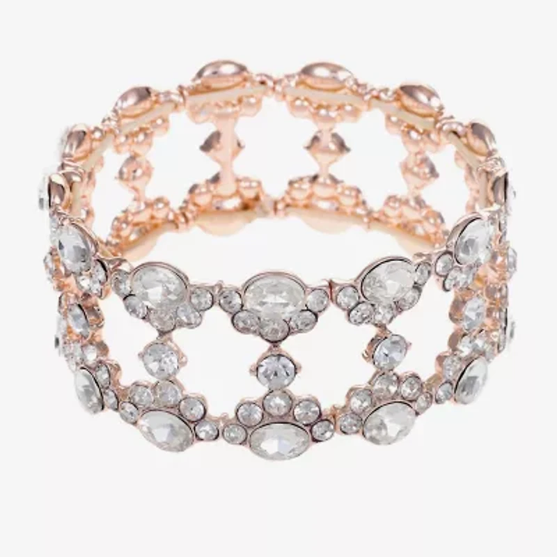 Monet Jewelry Rose Tone Womens Glass Stretch Bracelet