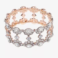 Monet Jewelry Rose Tone Womens Glass Stretch Bracelet