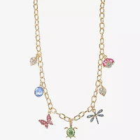 Monet Jewelry Gold Tone Turtle Dragonfly Ladybug Womens Multi Color 17 Inch Collar Necklace