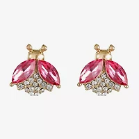 Monet Jewelry Gold Tone Ladybug Pink Glass 10mm Stud Earrings
