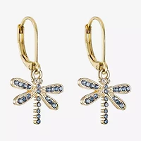 Monet Jewelry Gold Tone Dragonfly Womens Blue Glass Drop Earrings