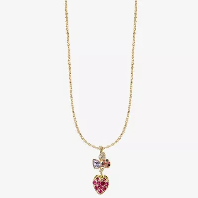 Monet Jewelry Gold Tone Strawberry Ladybug Womens Multi Color Glass 17 Inch Pendant Necklace